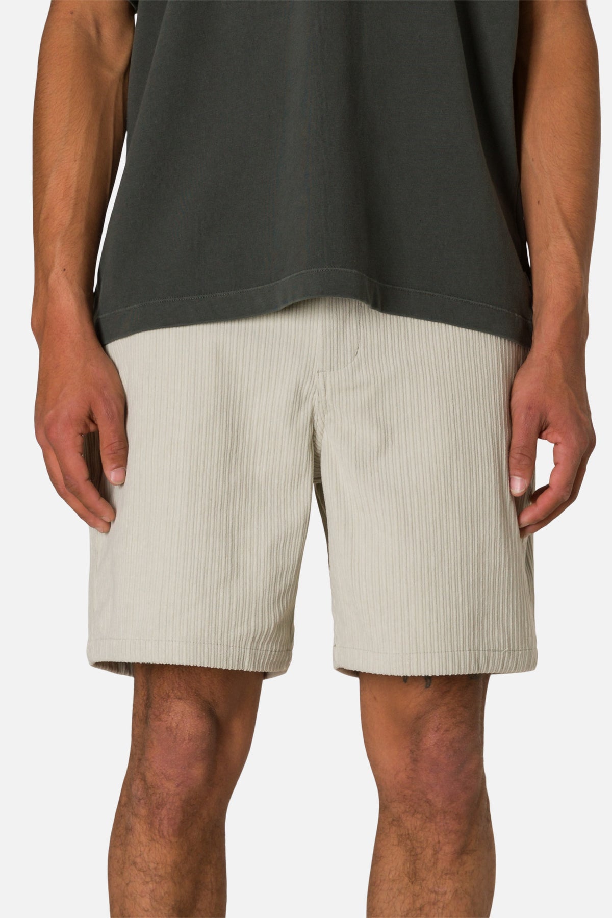 Katin Kenneth Short in Mineral Gray high low corduroy #color_mineral gray