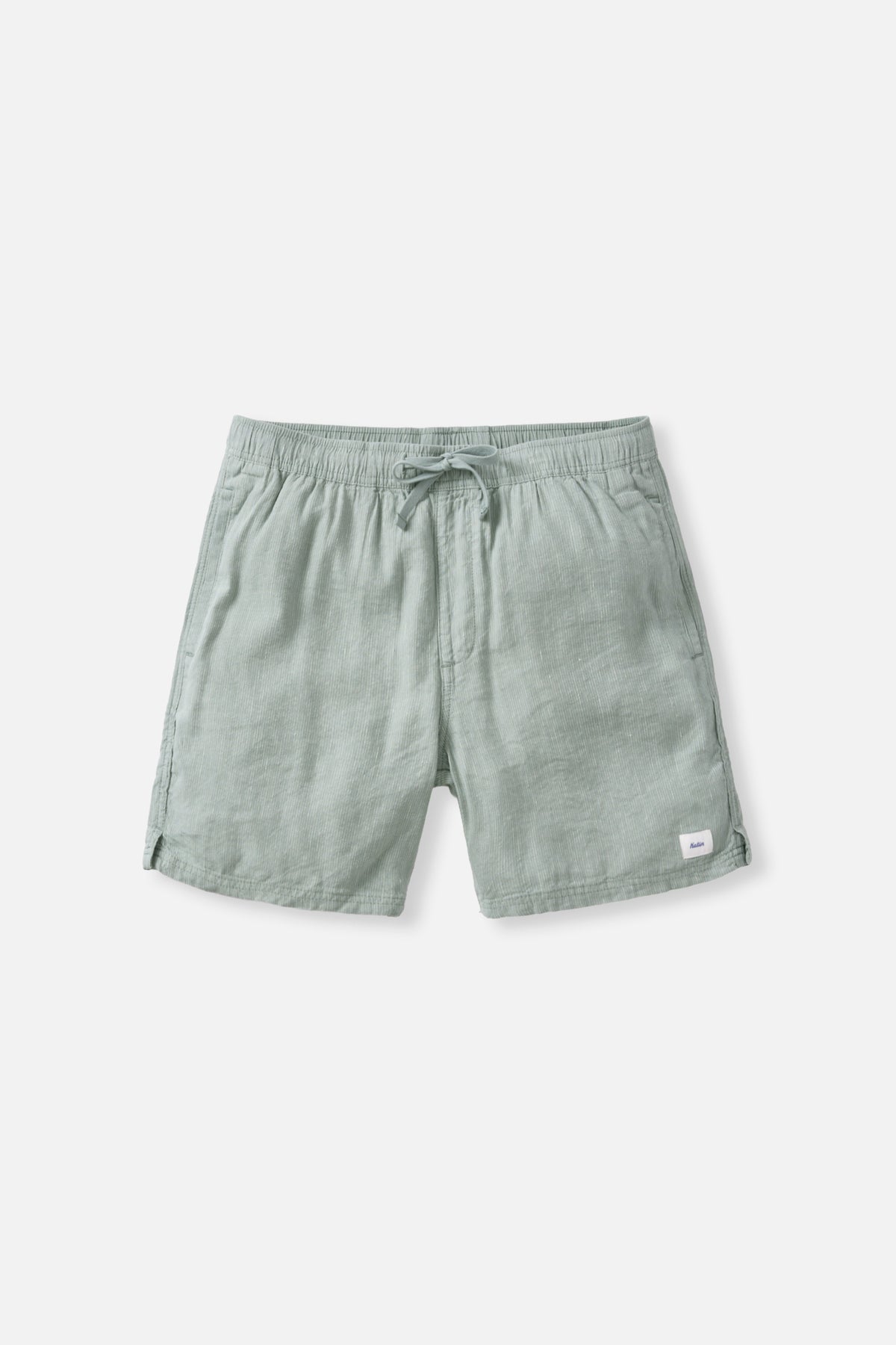 Katin Stevens Local Short in Abyss with a 60% linen, 40% rayon yarn dyed stripe #color_abyss