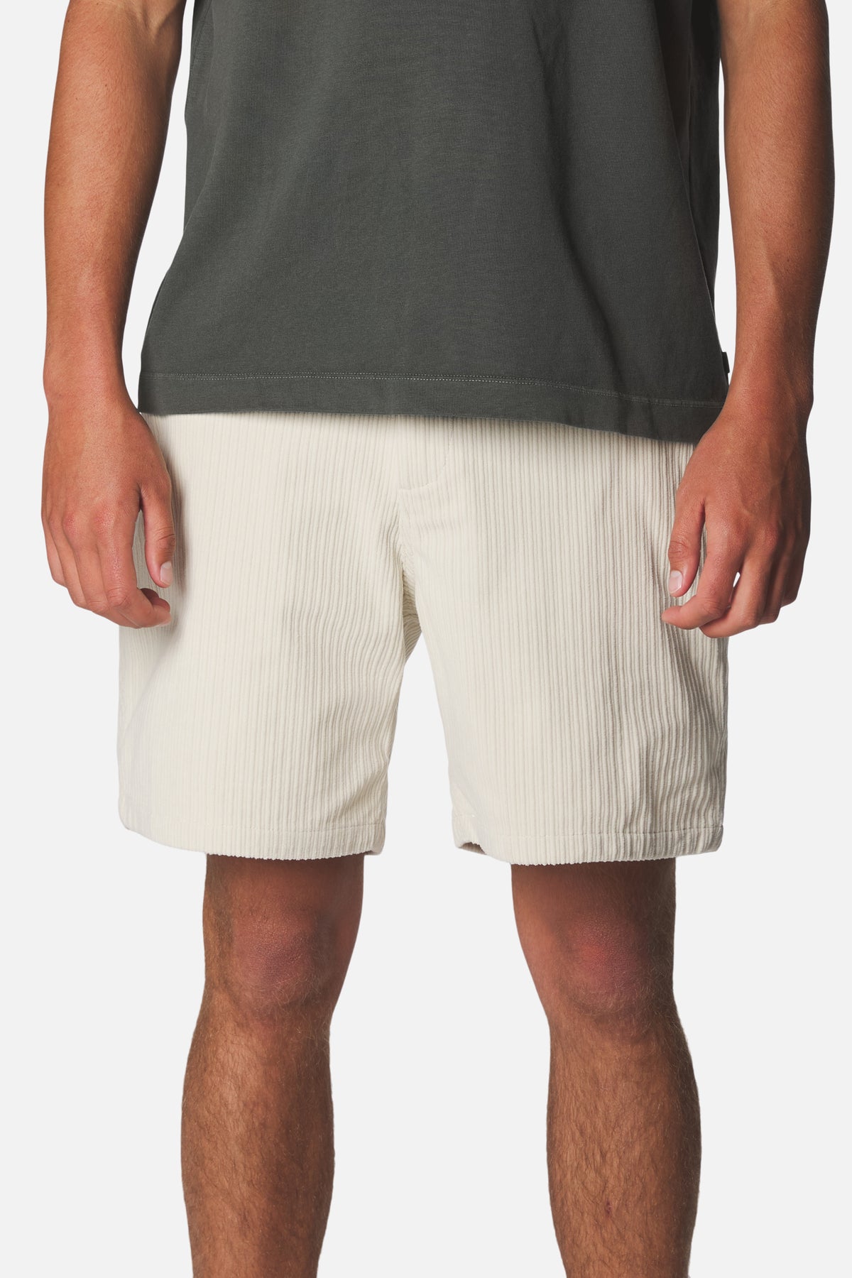 Katin Kenneth Short in Silver Birch high low corduroy #color_silver birch