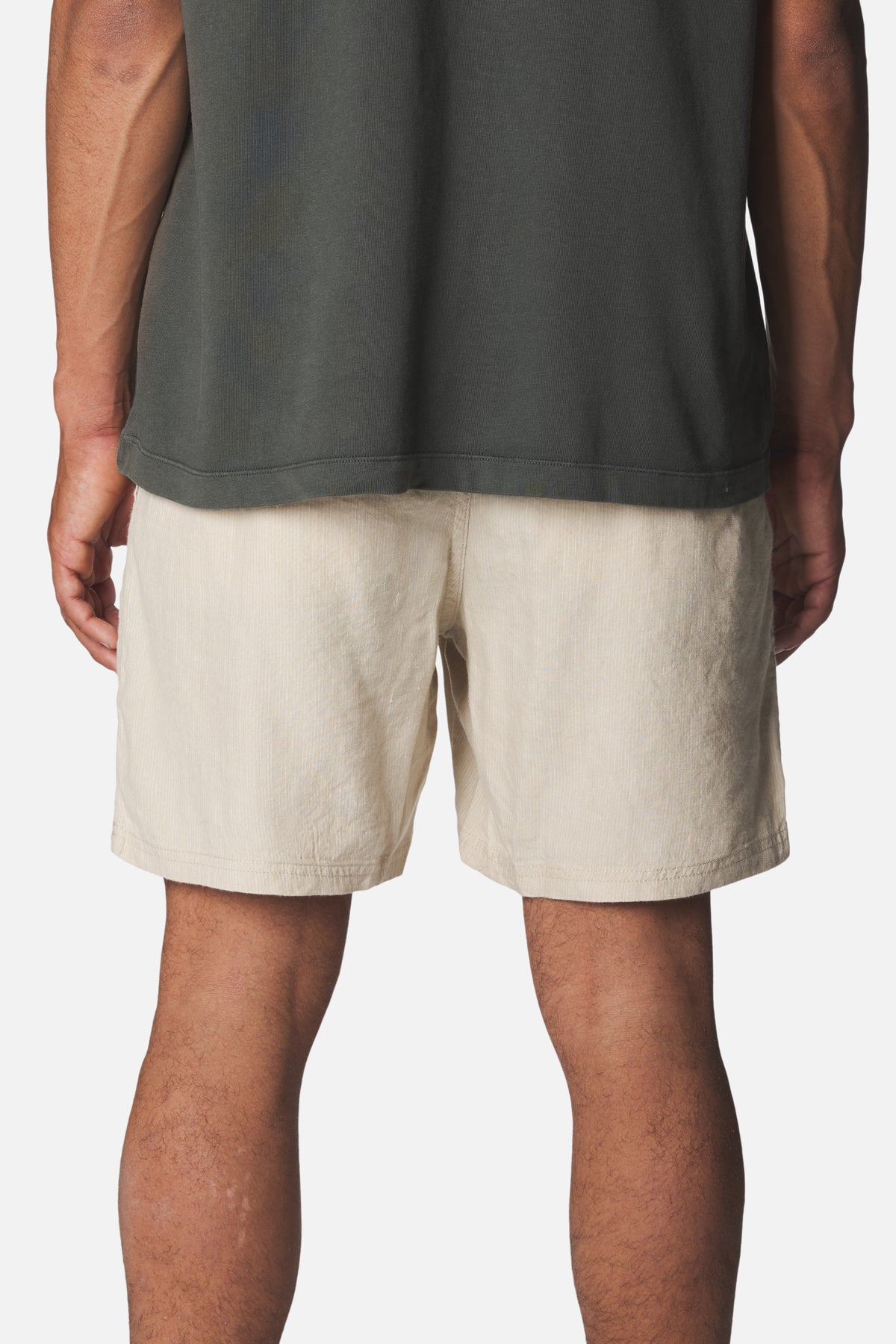 Katin Stevens Local Short in Pelican with a 60% linen, 40% rayon yarn dyed stripe #color_pelican