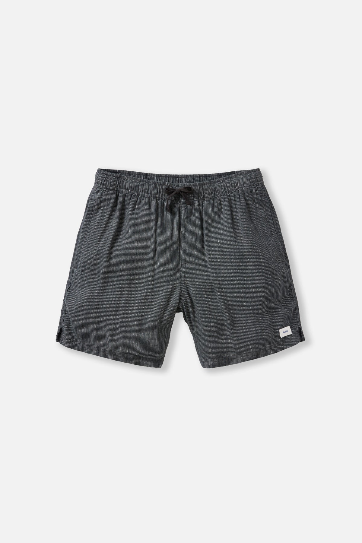 Katin Stevens Local Short in Black Wash with a 60% linen, 40% rayon yarn dyed stripe #color_black wash