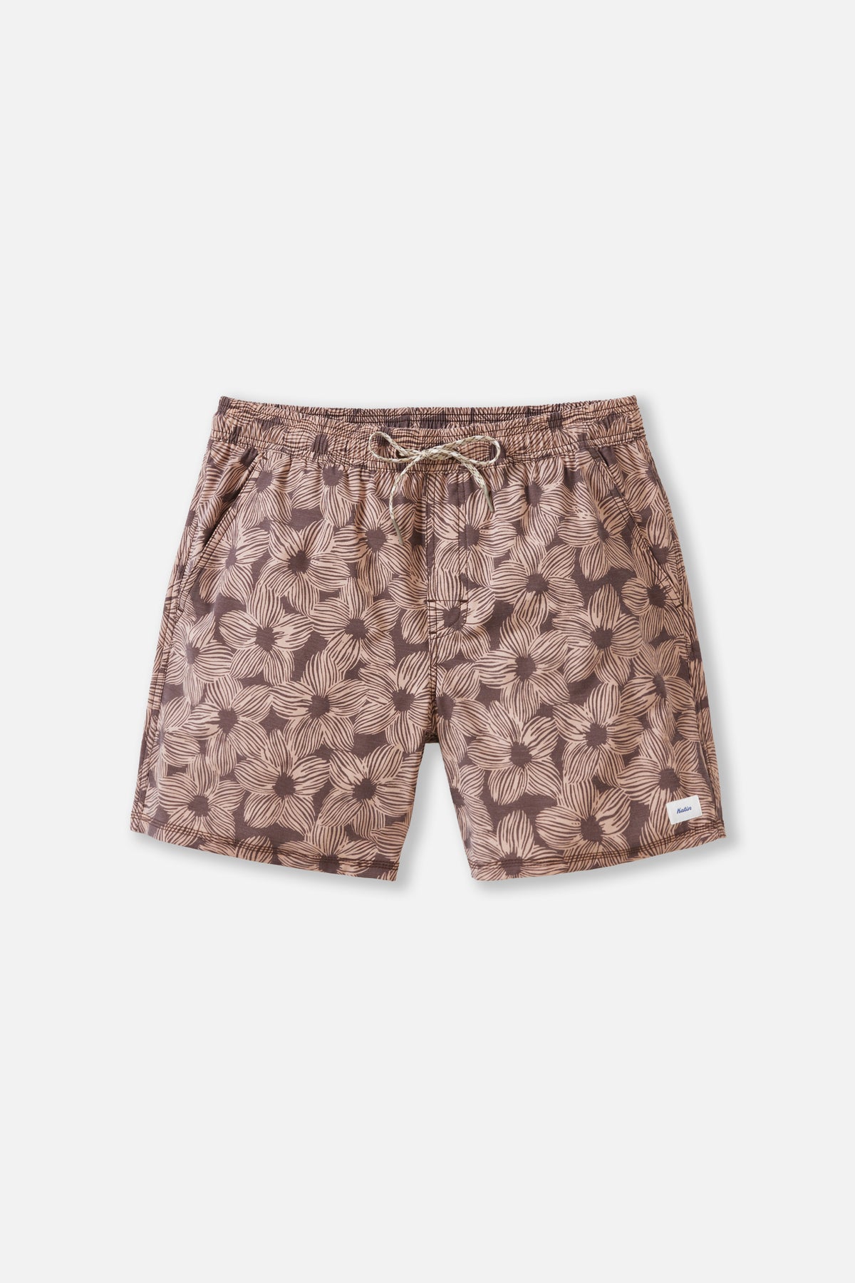 Floral patterned shorts on a white background