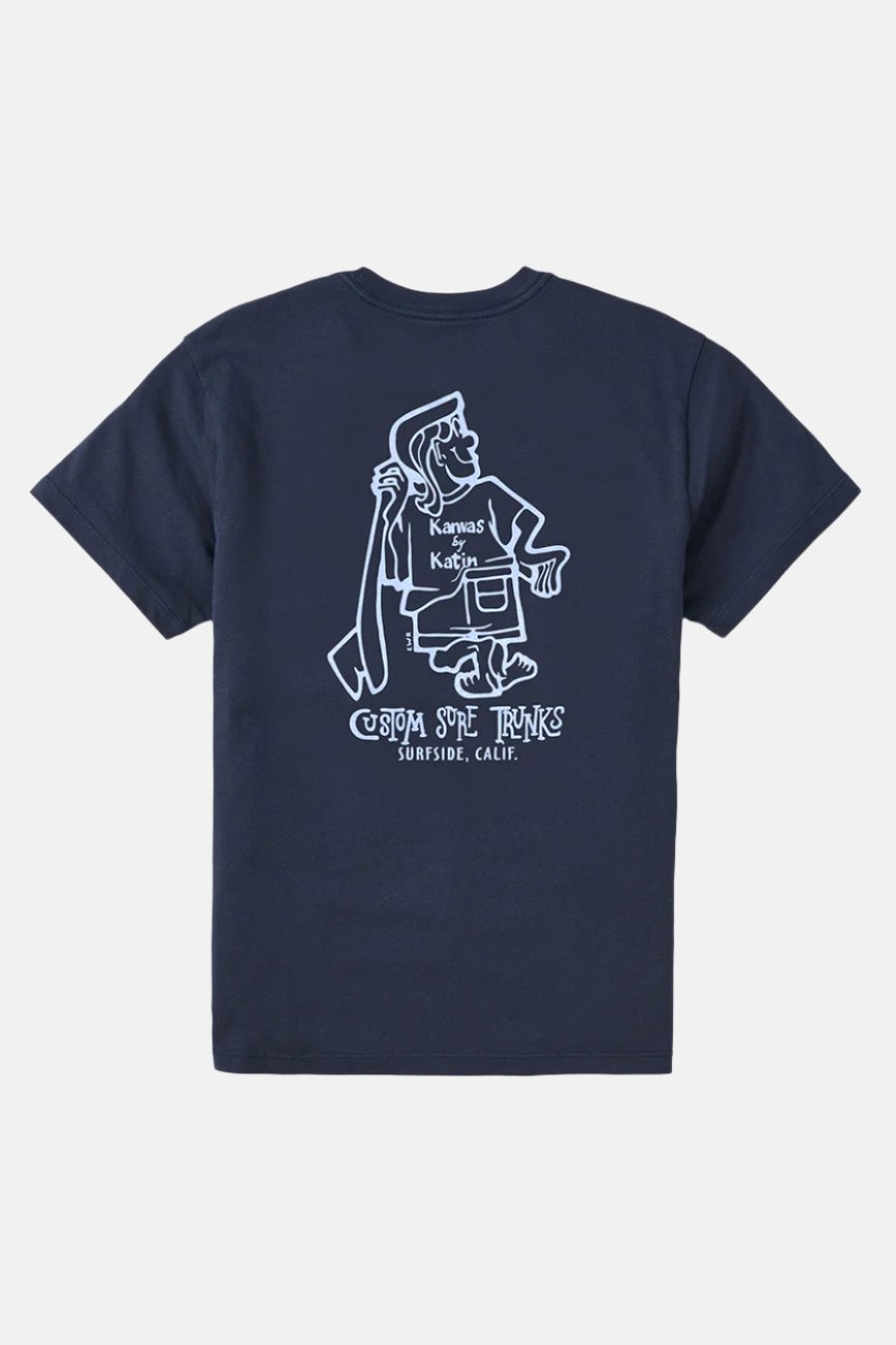 Polar navy shirt with White K-Man Graphic on a white background