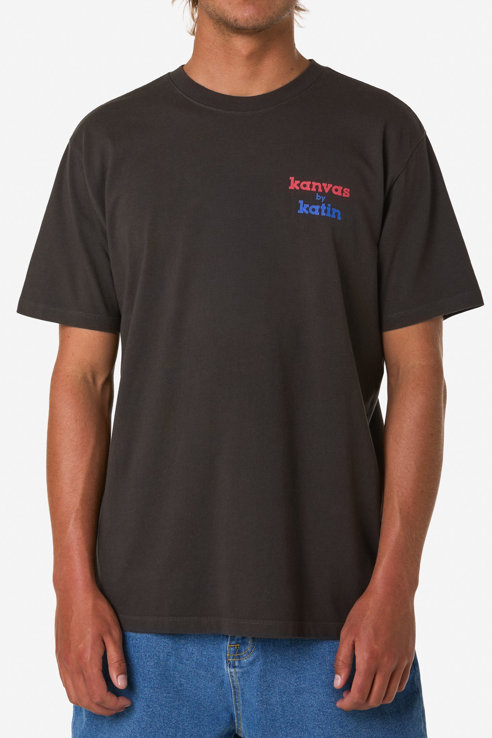 Katin k man flag tee black wash on model 01 front