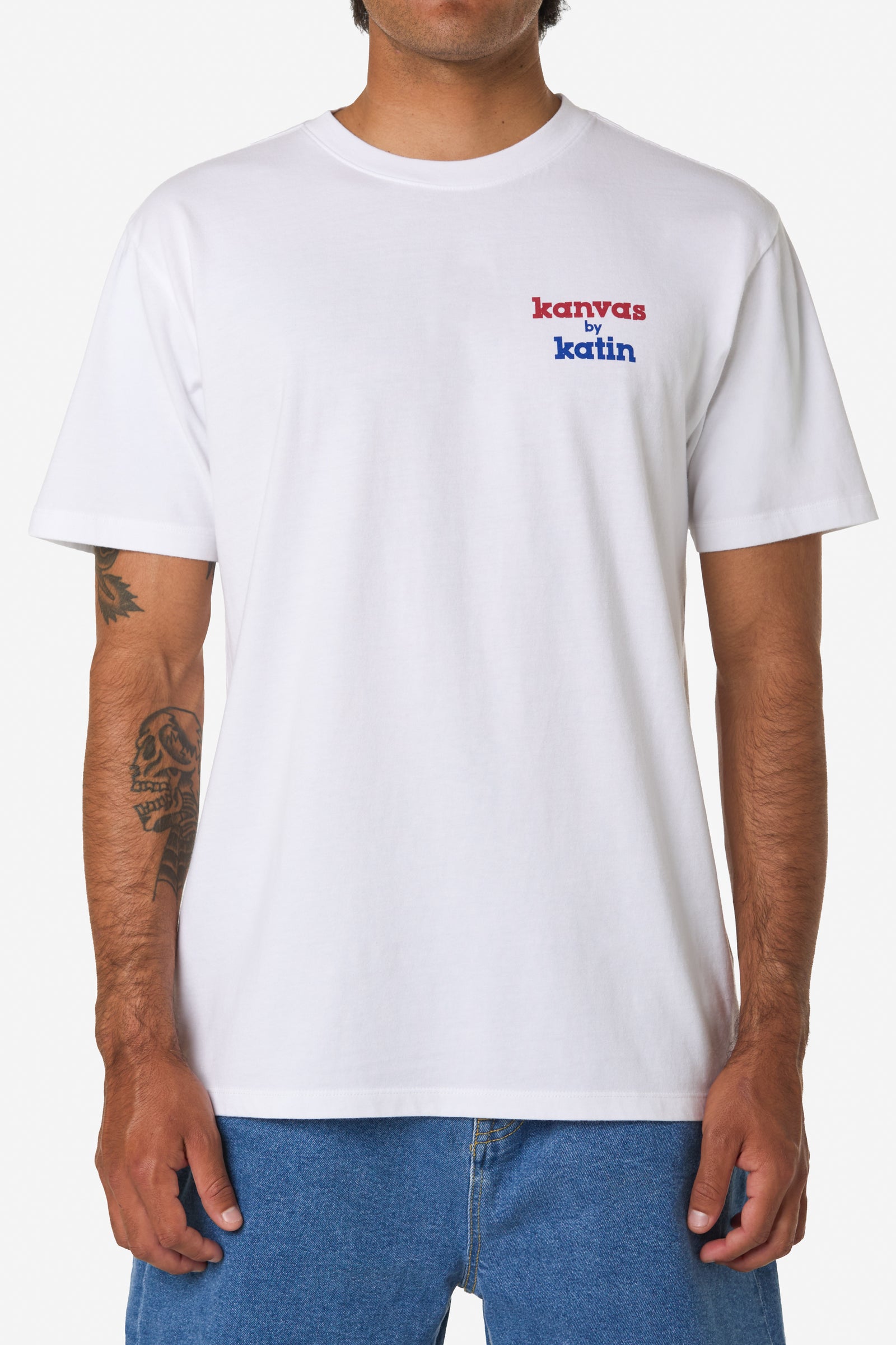 Katin k man flag tee white on model 01 front