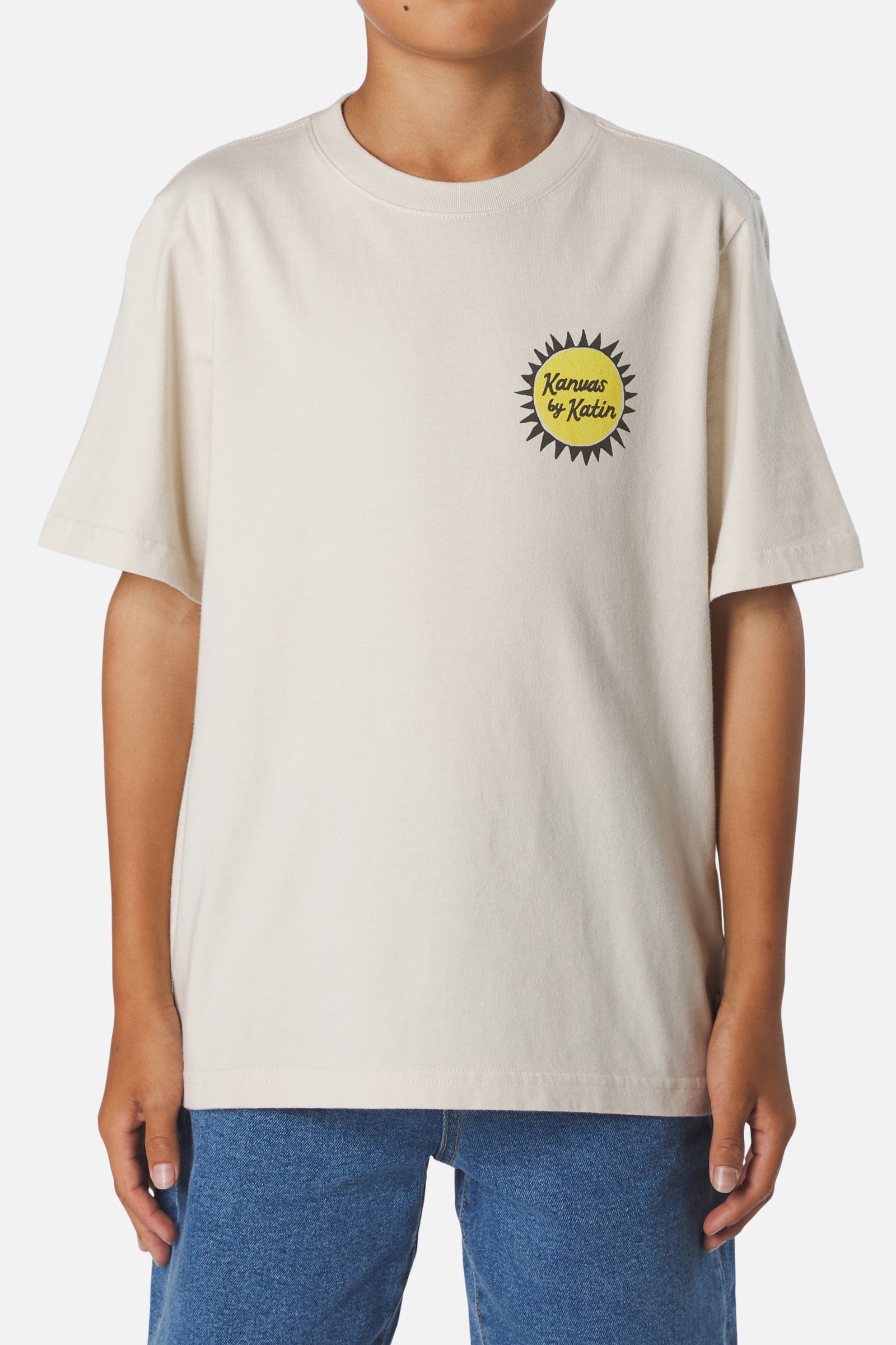 Katin su26 boys ss tee boys ramblin tee vintage white on model front