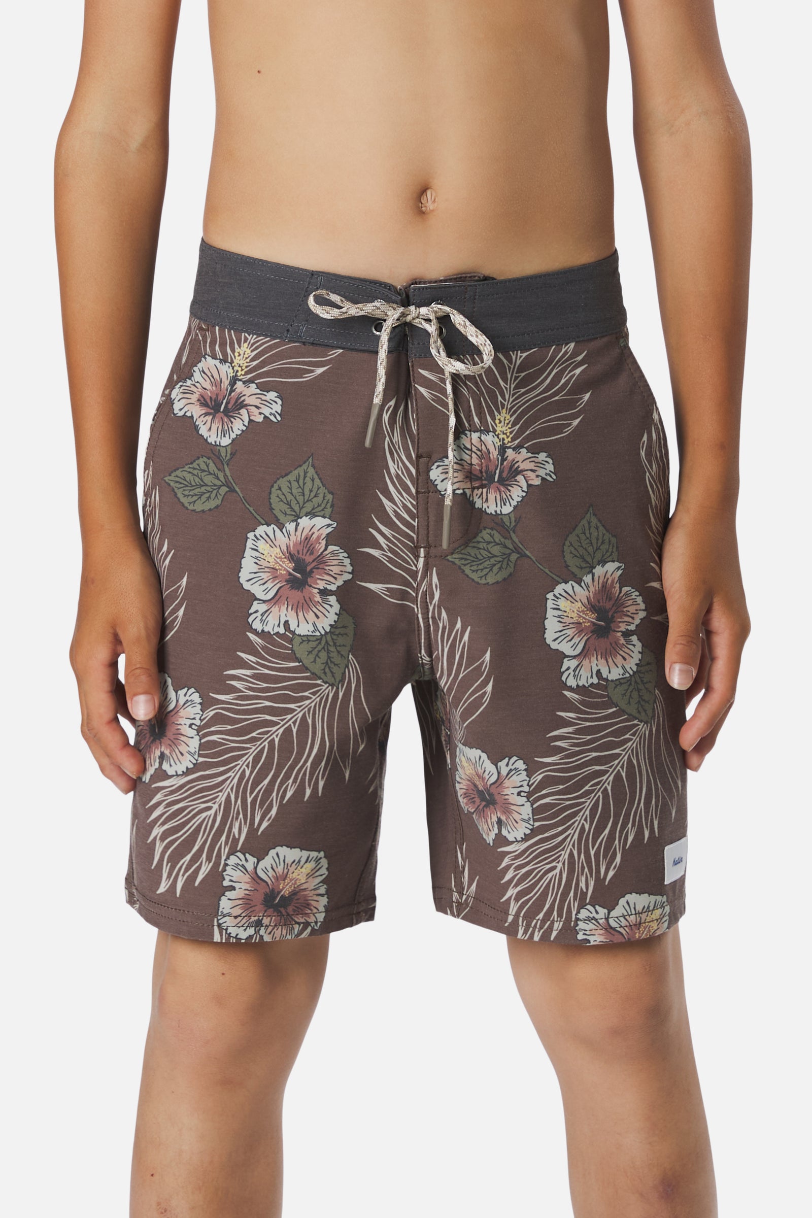 Katin su26 boys trunks boys mallow hybrid trunk cocoa on model front