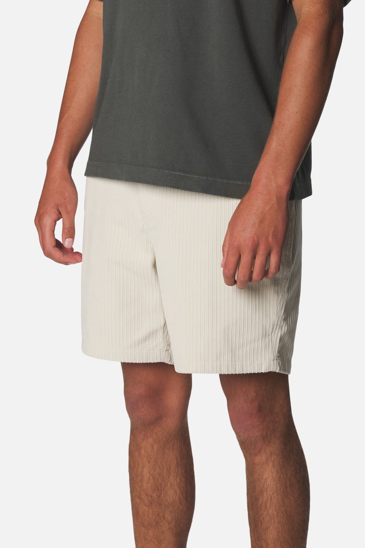 Katin Kenneth Short in Silver Birch high low corduroy #color_silver birch